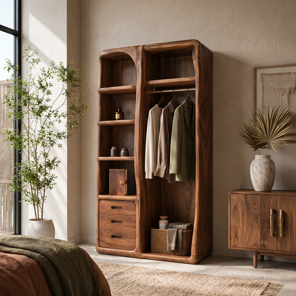 Scandinavian Organic Edge Wardrobe For Master Suite Interior