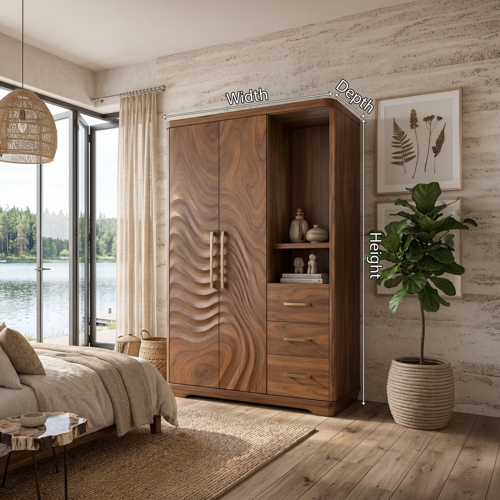 Scandinavian Organic Shape Closet For Apartment Bedroom Interior