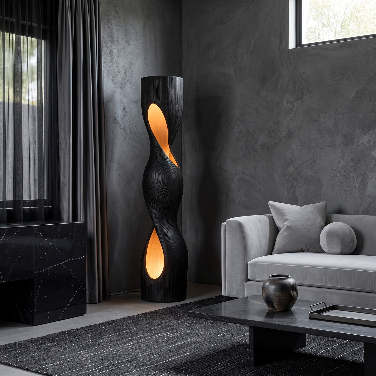 Organic Sculptural Twisted Floor Lamp For Living Room Or Bedroom