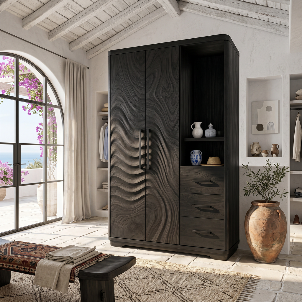 Scandinavian Organic Shape Closet For Apartment Bedroom Interior