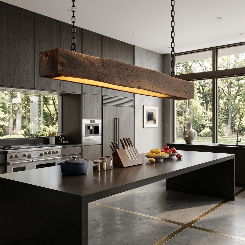 Modern Wooden Beam Pendant Light For Modern Dining Room
