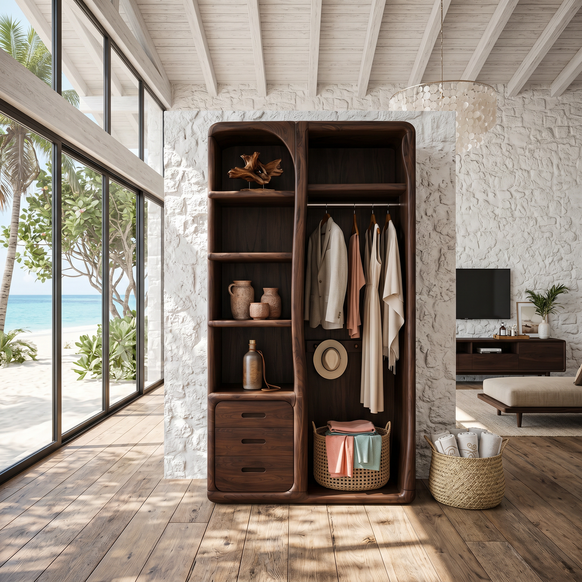 Scandinavian Organic Edge Wardrobe For Master Suite Interior