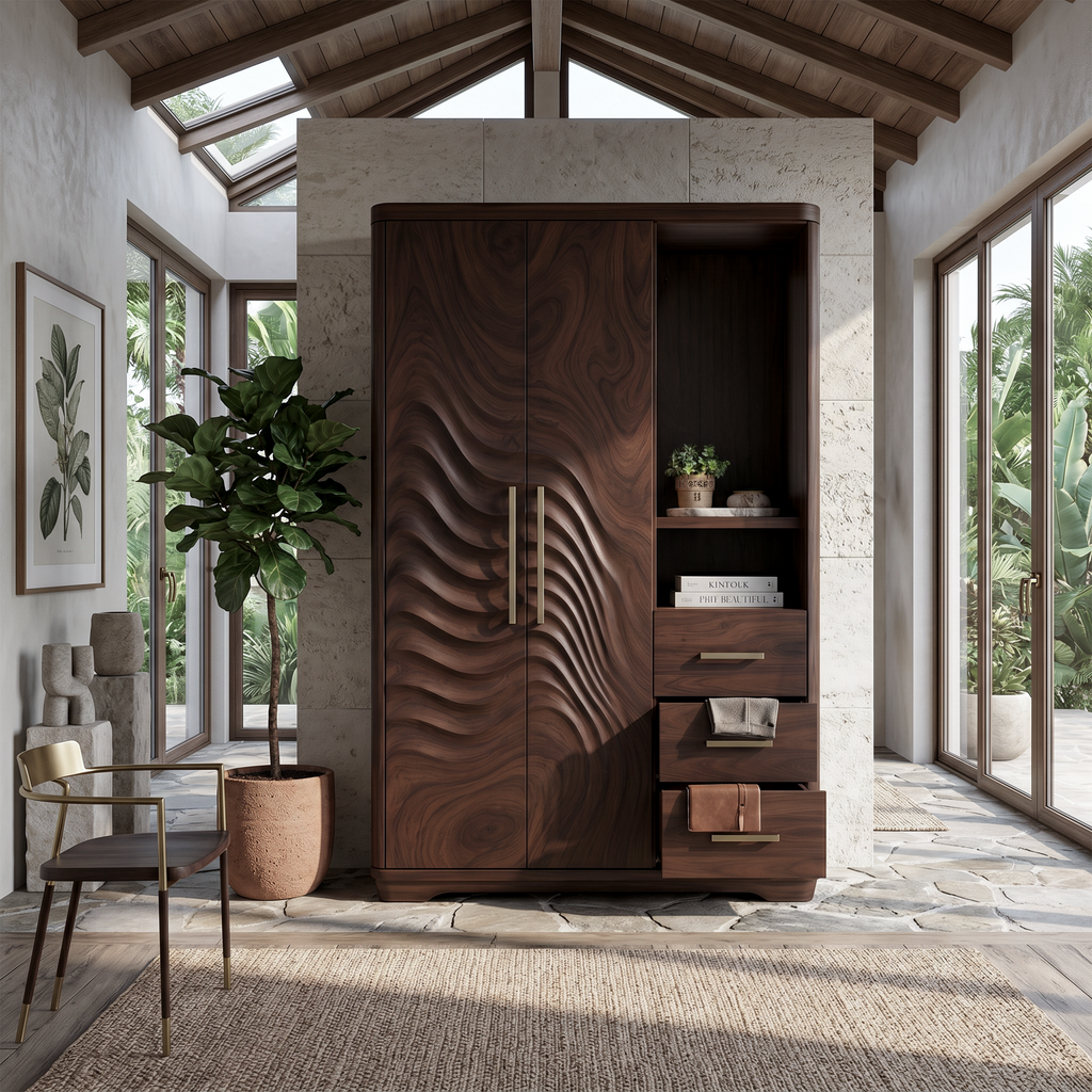 Scandinavian Organic Shape Closet For Apartment Bedroom Interior