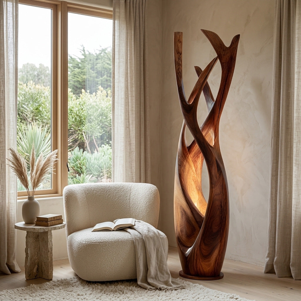 Wooden Floor Lamp For Contemporary Apartment