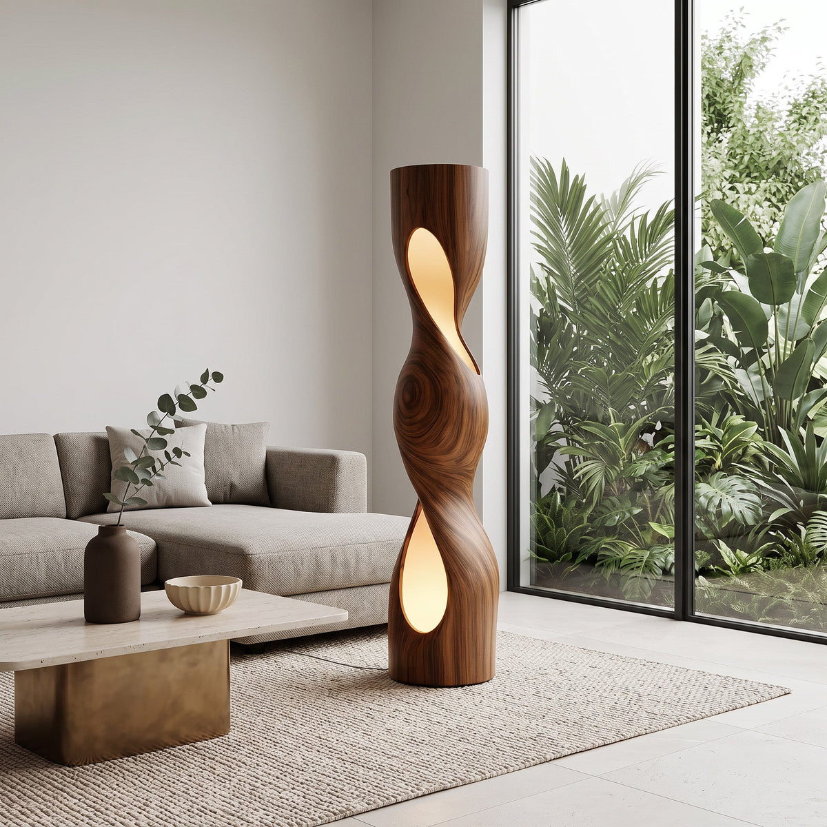 Organic Sculptural Twisted Floor Lamp For Living Room Or Bedroom