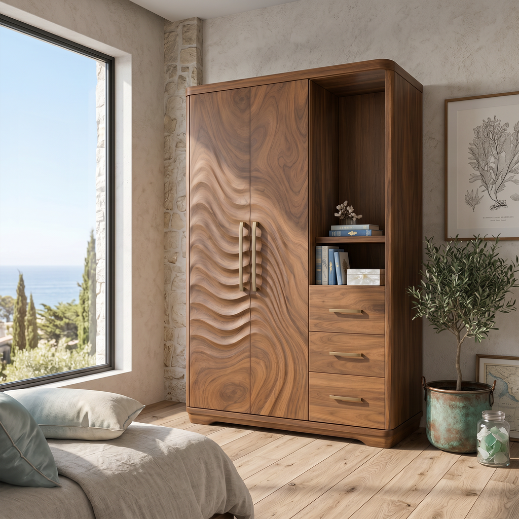 Scandinavian Organic Shape Closet For Apartment Bedroom Interior
