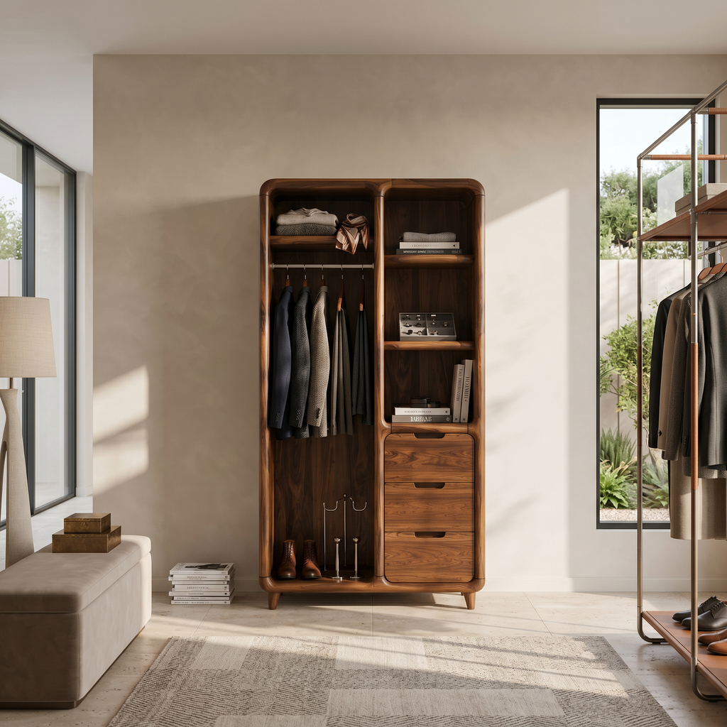 Contemporary Sculptural Edge Wardrobe For Studio Apartment Space