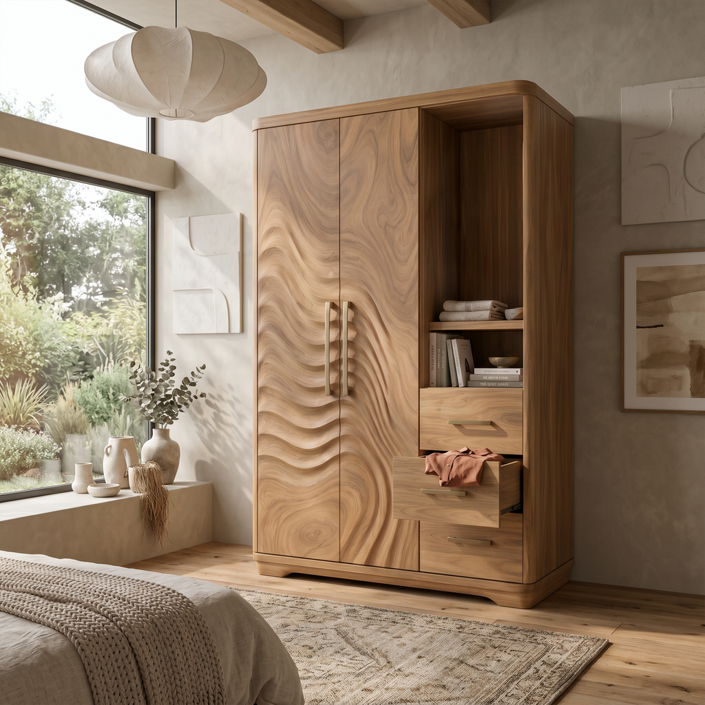 Scandinavian Organic Shape Closet For Apartment Bedroom Interior