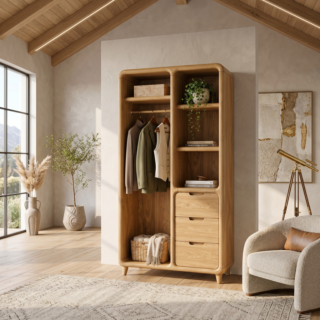 Contemporary Sculptural Edge Wardrobe For Studio Apartment Space