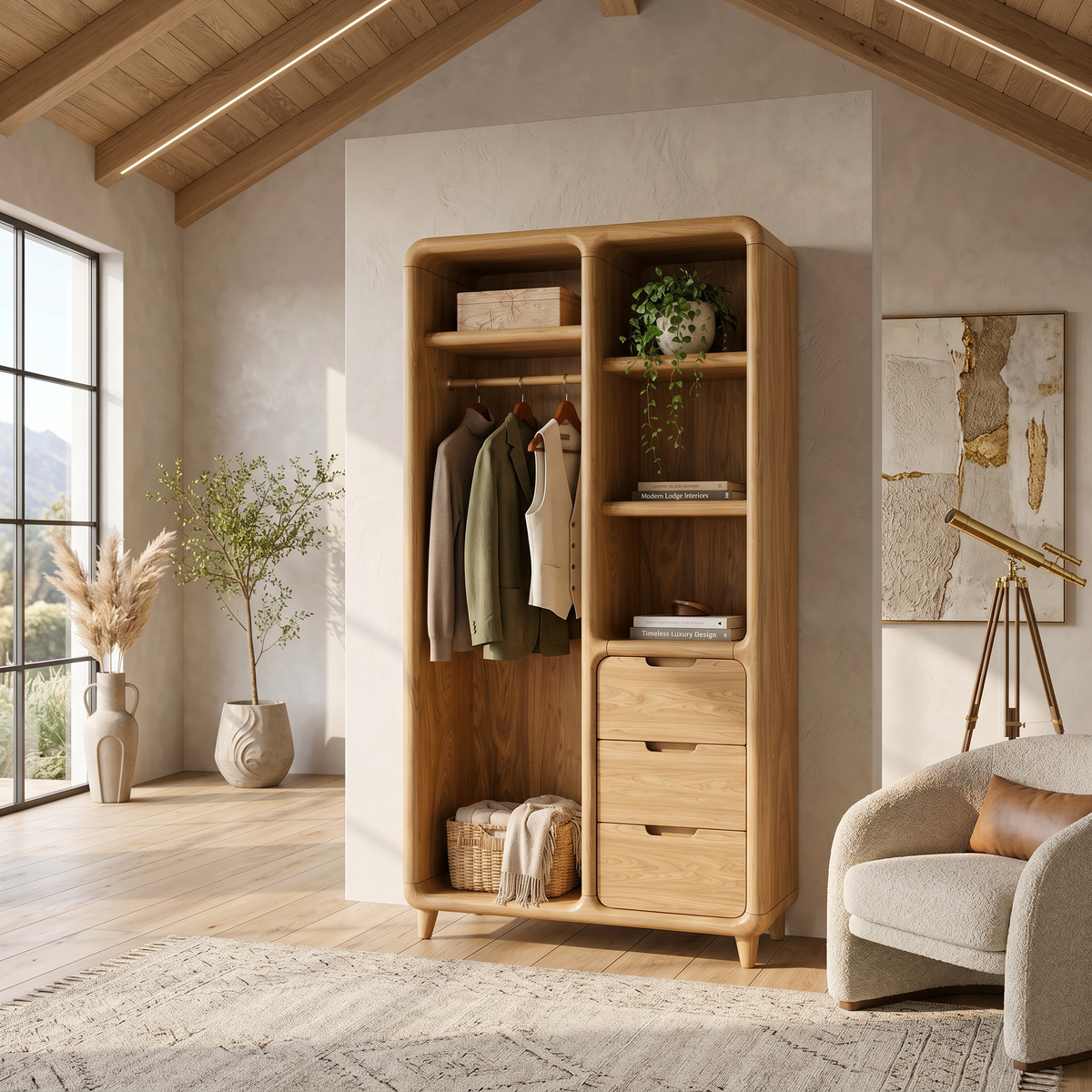 Contemporary Sculptural Edge Wardrobe For Studio Apartment Space