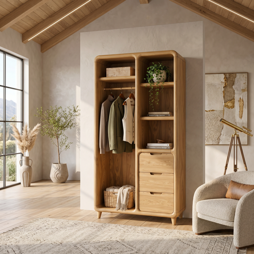 Contemporary Sculptural Edge Wardrobe For Studio Apartment Space