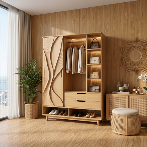 Contemporary Sculptural Form Armoire For Luxury Bedroom Interior