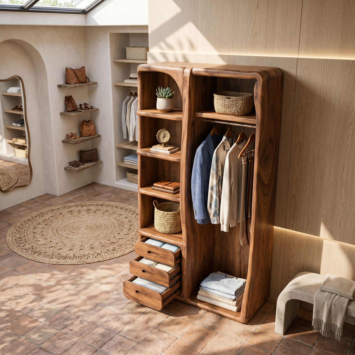 Scandinavian Organic Edge Wardrobe For Master Suite Interior