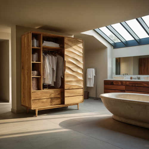 Contemporary Wardrobe With Drawers And Shelf For Bedroom